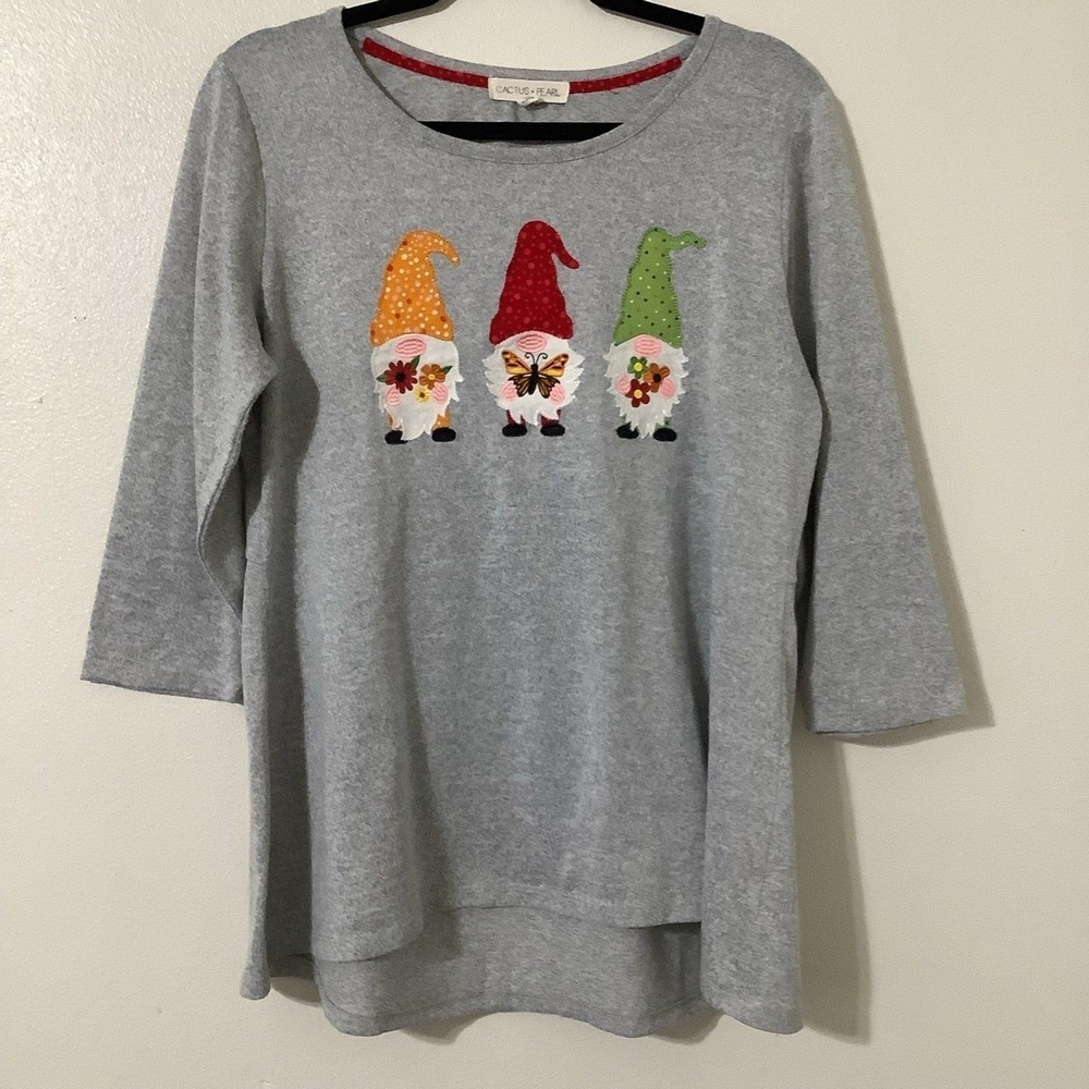 Gnome Sweater Large Fall Autumn Gnome Wearable Art Novelty Patchwork Oversized